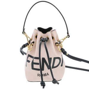 Fendi Montresor Shoulder Bag Drawstring Leather Pink